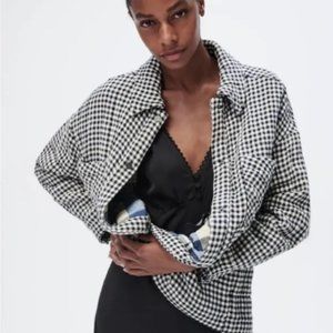 Zara women’s houndstooth pattern Padded Overshirt (Jacket) size large